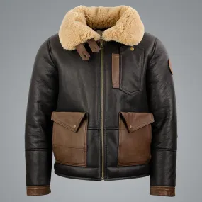 Mens Sheepskin Chocolate Black Bomber Jacket