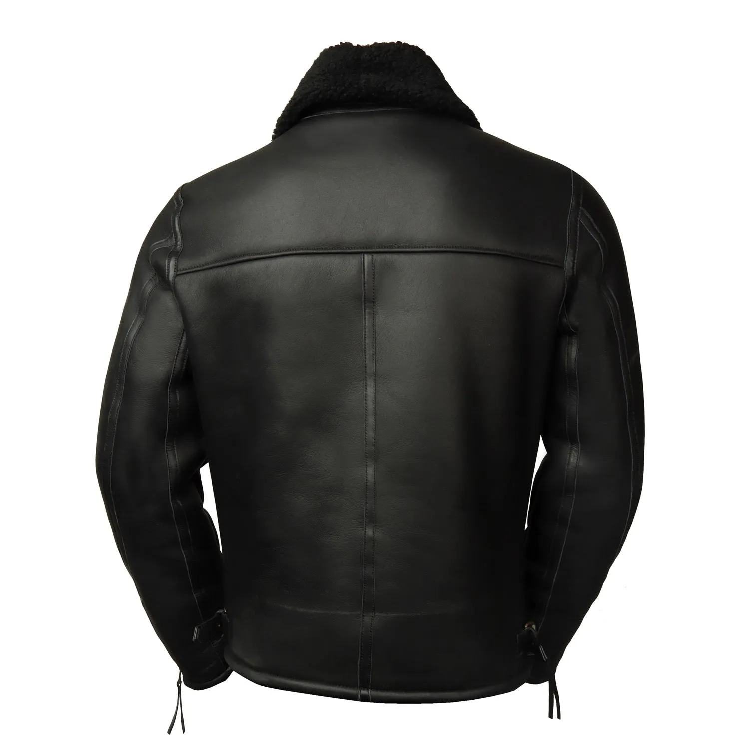 Metal Lion Classic Shearling Black Leather Jacket With Zip Closure By Brune & Bareskin