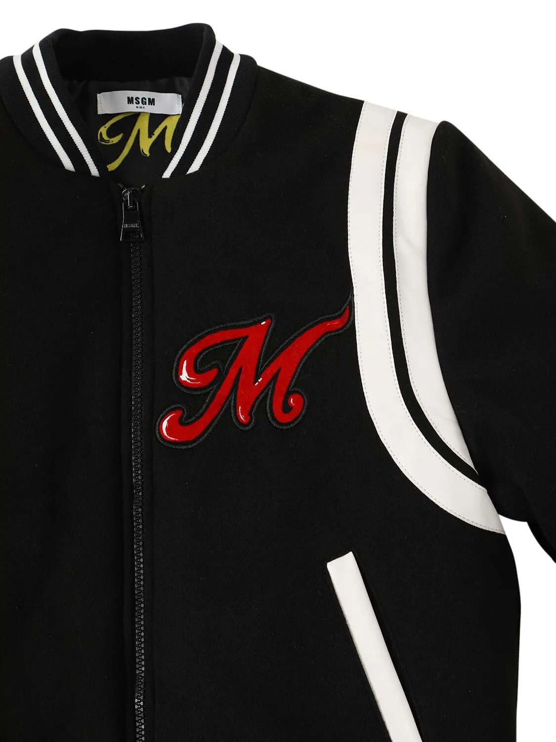 MSGM  Black Striped Trim Bomber Jacket