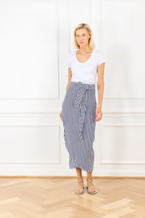 Navy Stripe Woven Maxi Wrap Skirt