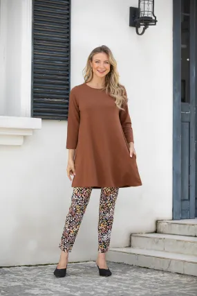 Orange by Fashion Village Sale, BBT-06  French Terry Round Neck Tunic, 50% Off Regular Price