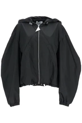 Oversized Black Hooded Bomber Jacket In Polyester