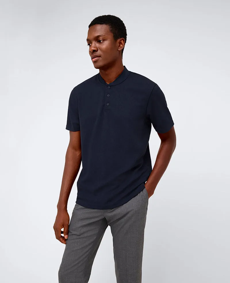 Performance Band-Collar Henley Polo