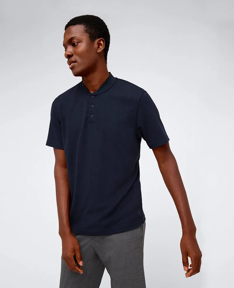 Performance Band-Collar Henley Polo