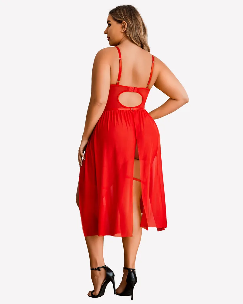 Plus Size Bodysuit with High Slit dress