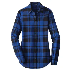 Port Authority Women's Royal/Black Plaid Flannel Tunic