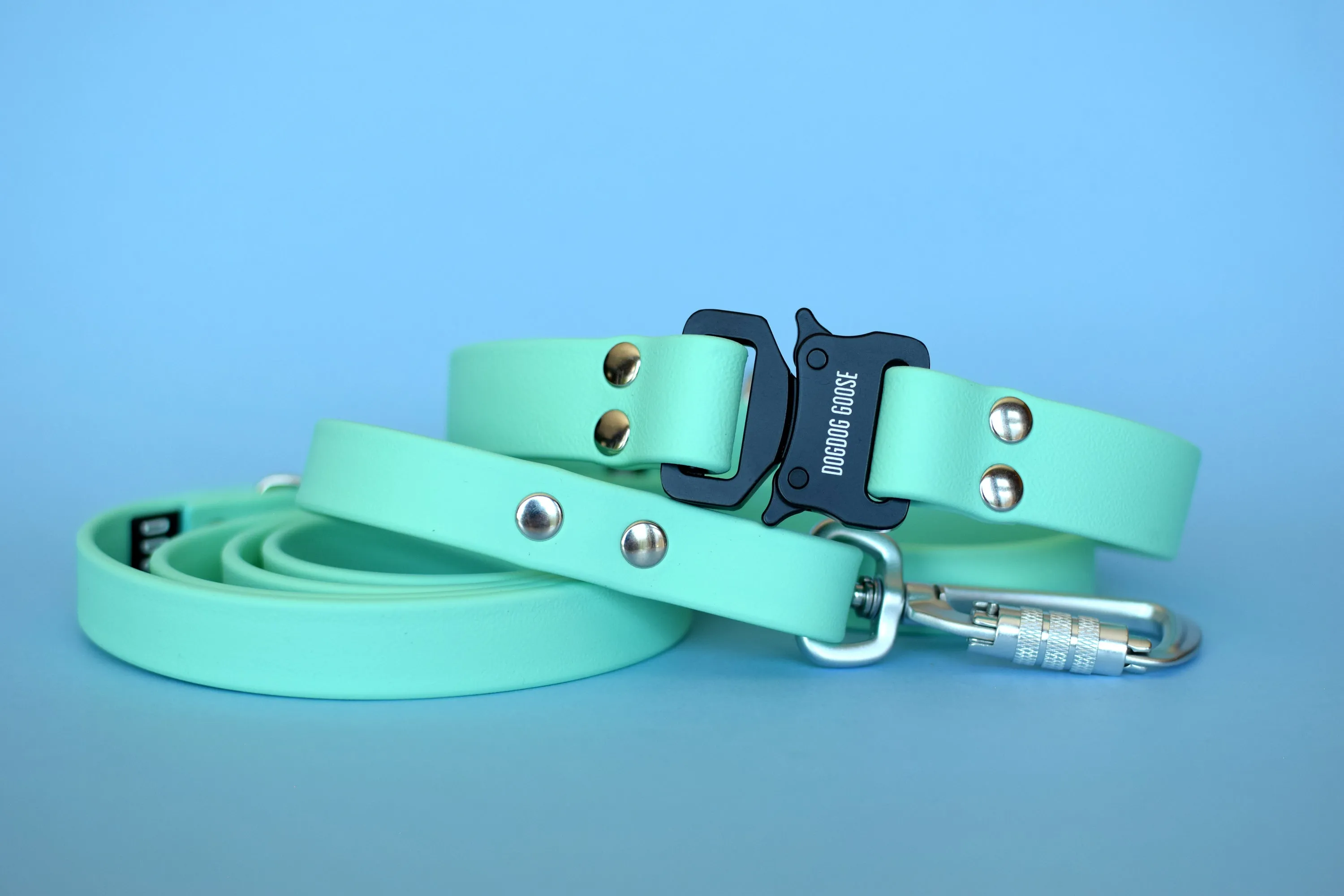 PREMADE COLLECTION - Seafoam & Nickel Biothane Dog Collar