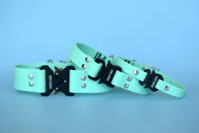 PREMADE COLLECTION - Seafoam & Nickel Biothane Dog Collar