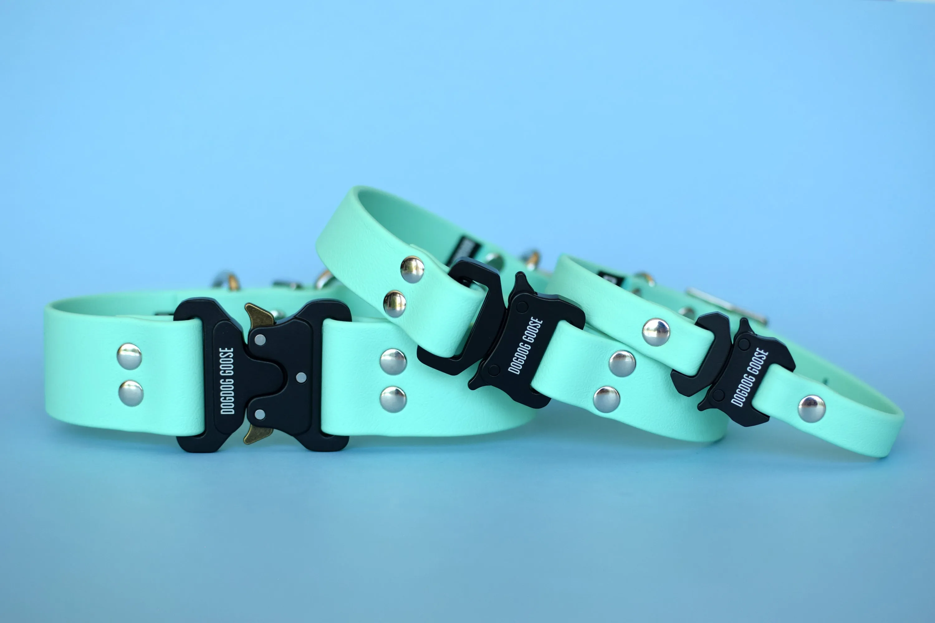 PREMADE COLLECTION - Seafoam & Nickel Biothane Dog Collar