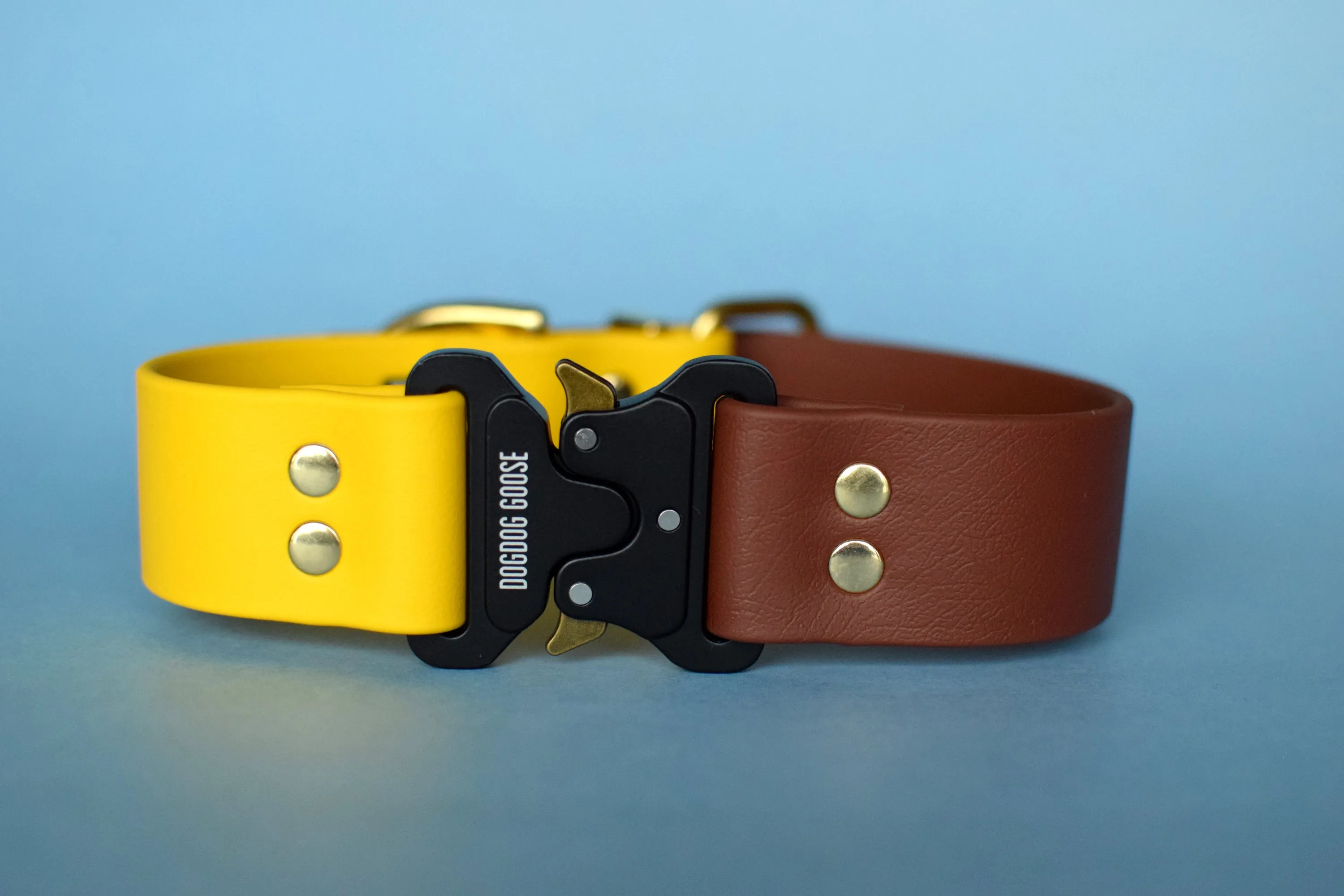 PREMADE COLLECTION - Yellow & Medium Brown with Brass Biothane Dog Collar