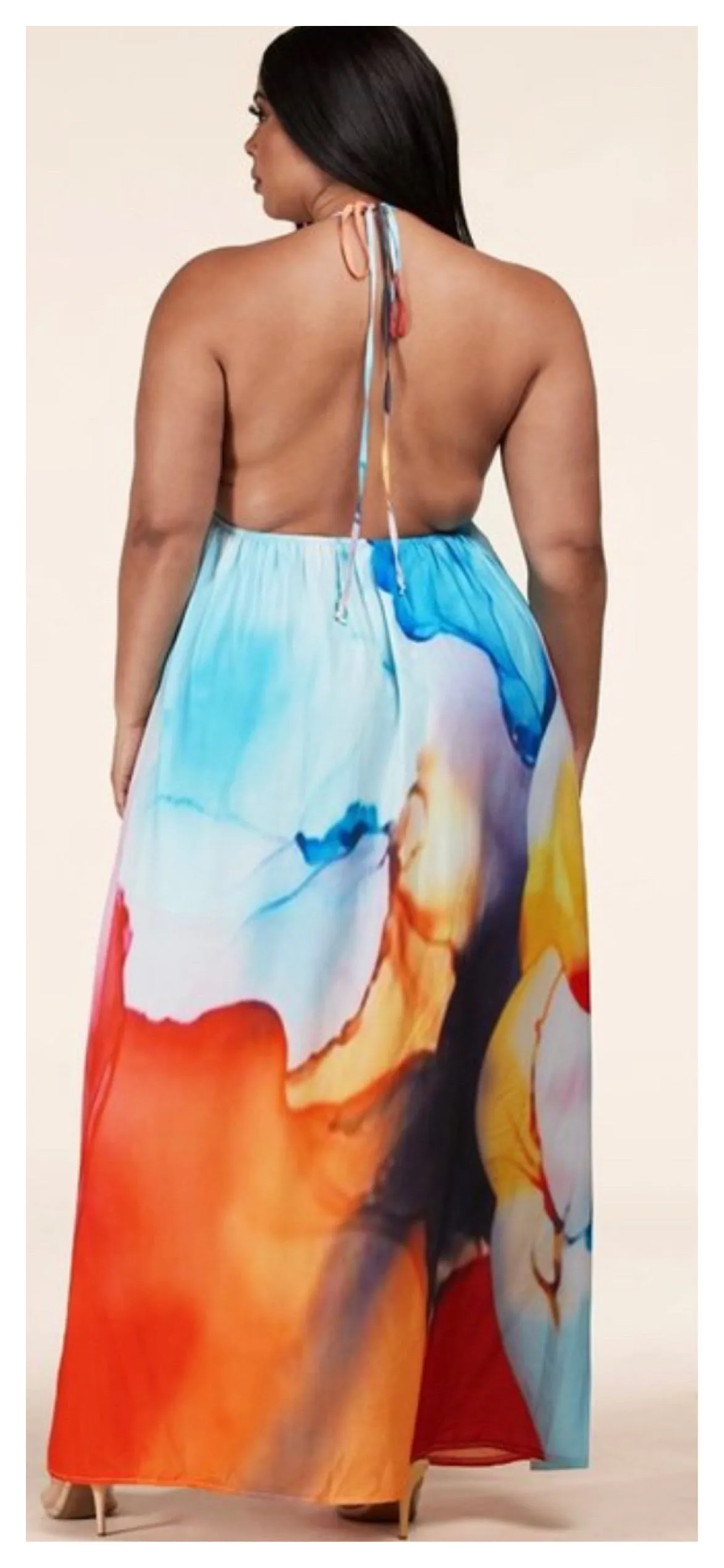 Pretty Watercolor Summer Maxi Dress (plus Size)