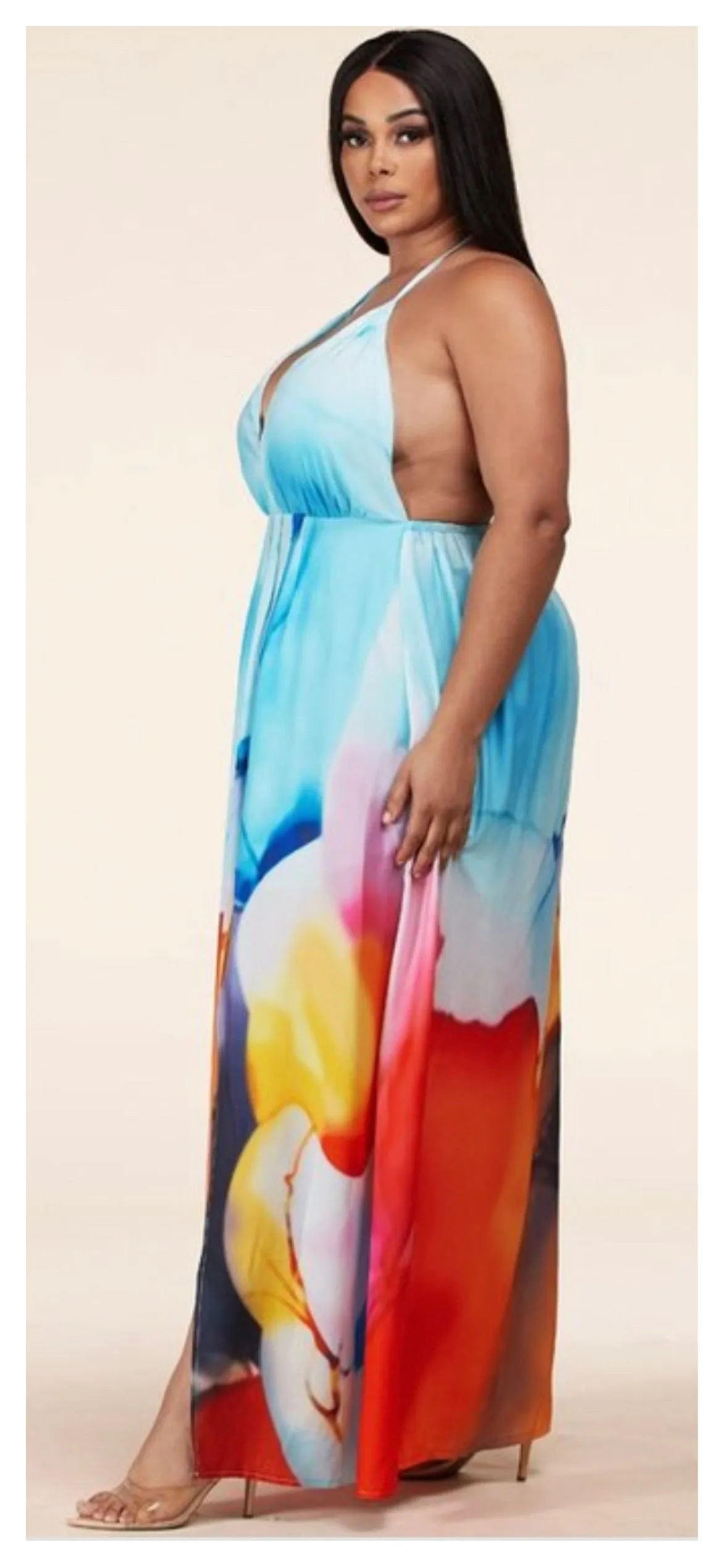 Pretty Watercolor Summer Maxi Dress (plus Size)