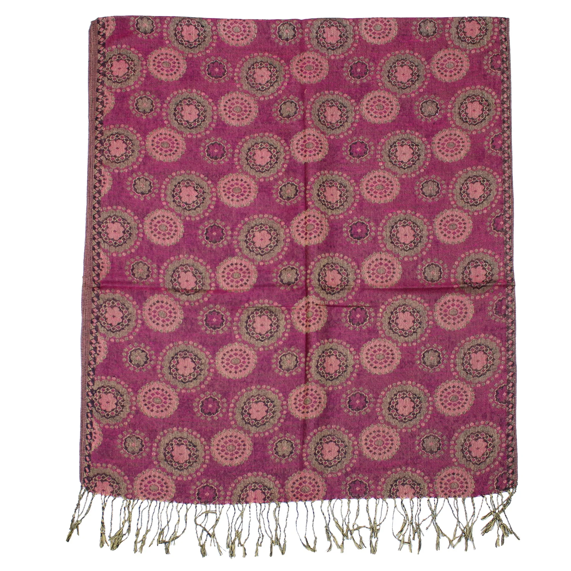 Reversible Concentric Circle Print Pashmina with Tassels