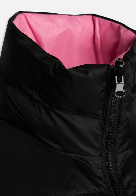 Reversible puffer sleeveless coat