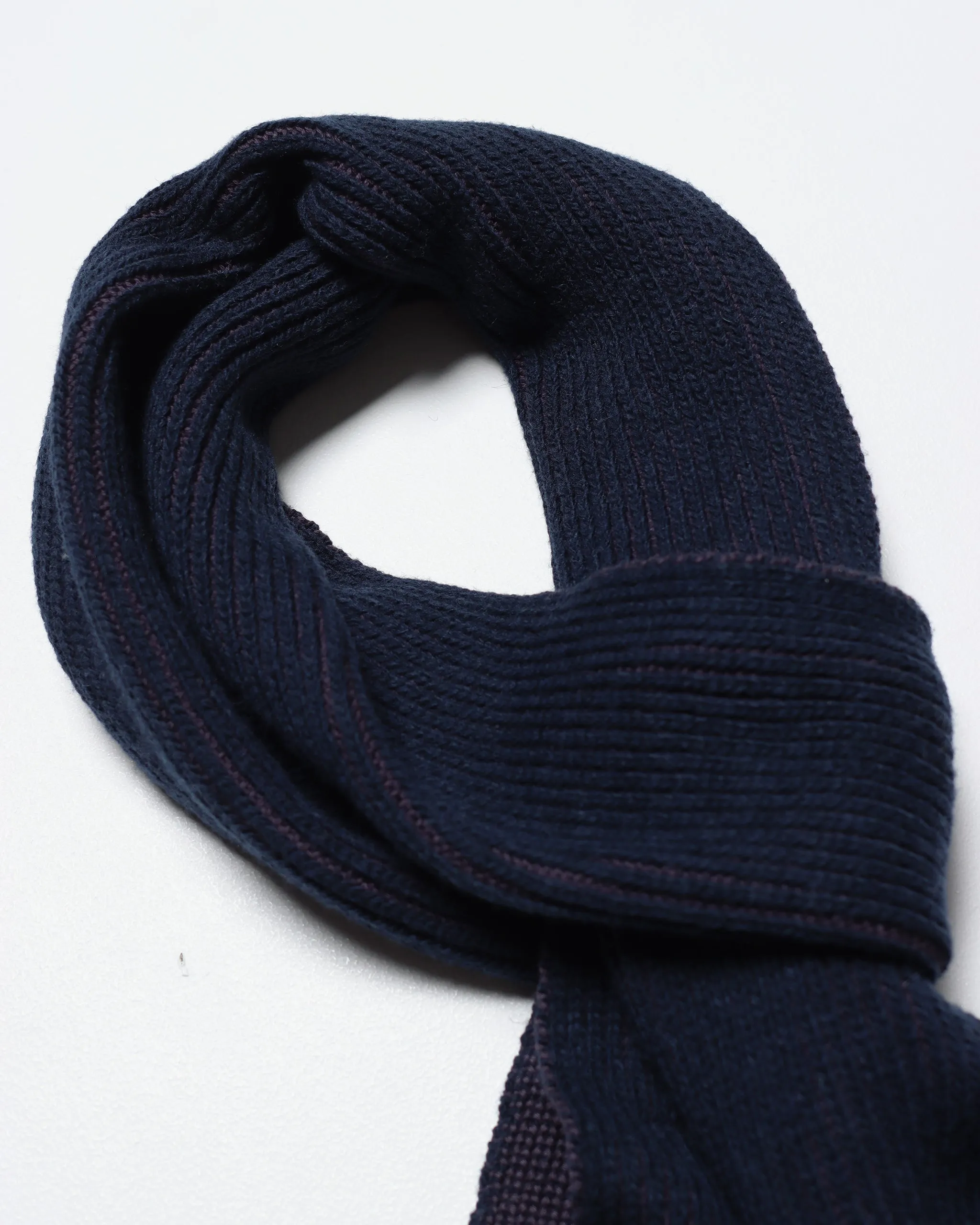 Ribbed Knit Scarf - Purple / Blue Recycled Cotton Blend