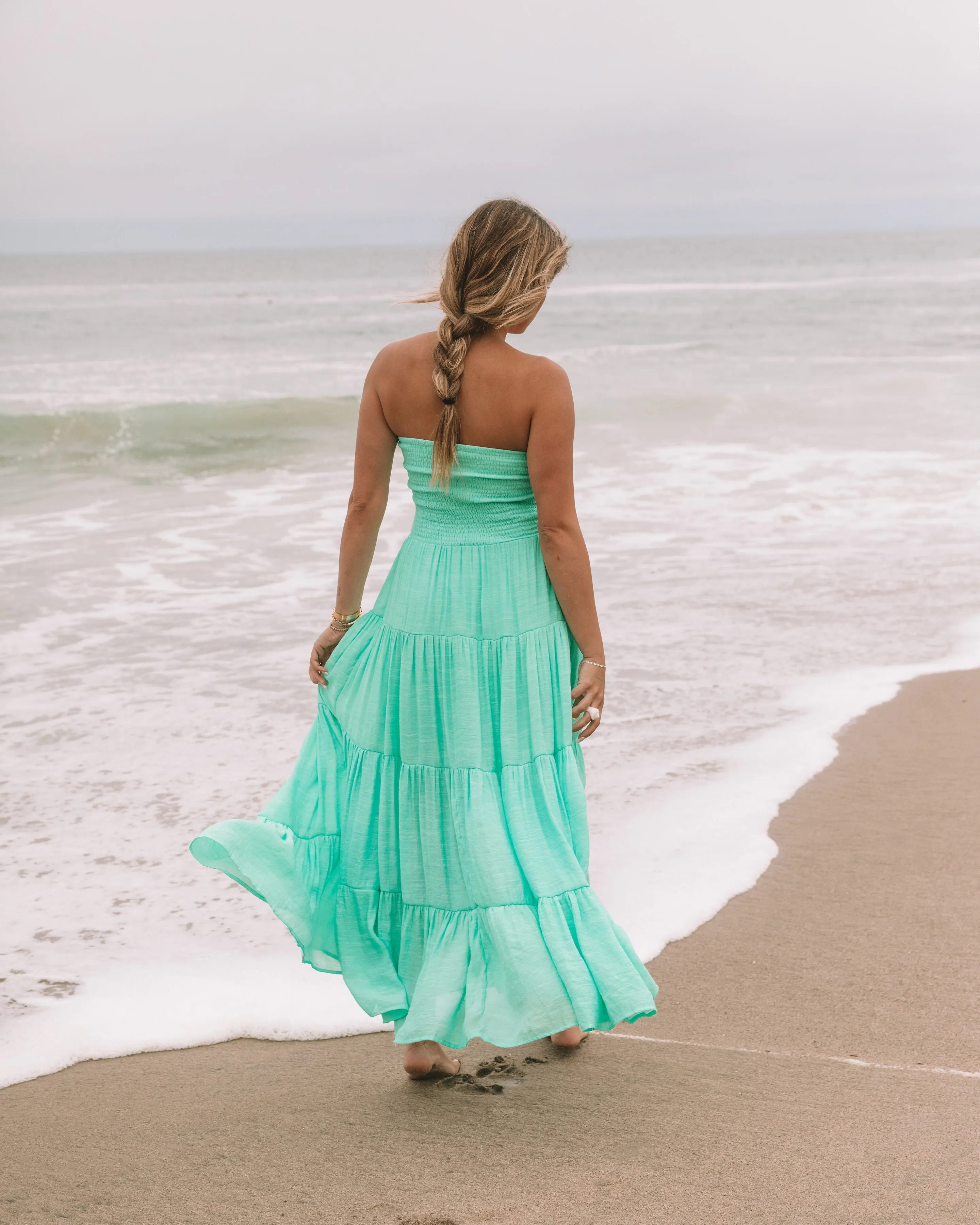 Rosalina Strapless Smocked Tiered Maxi Dress