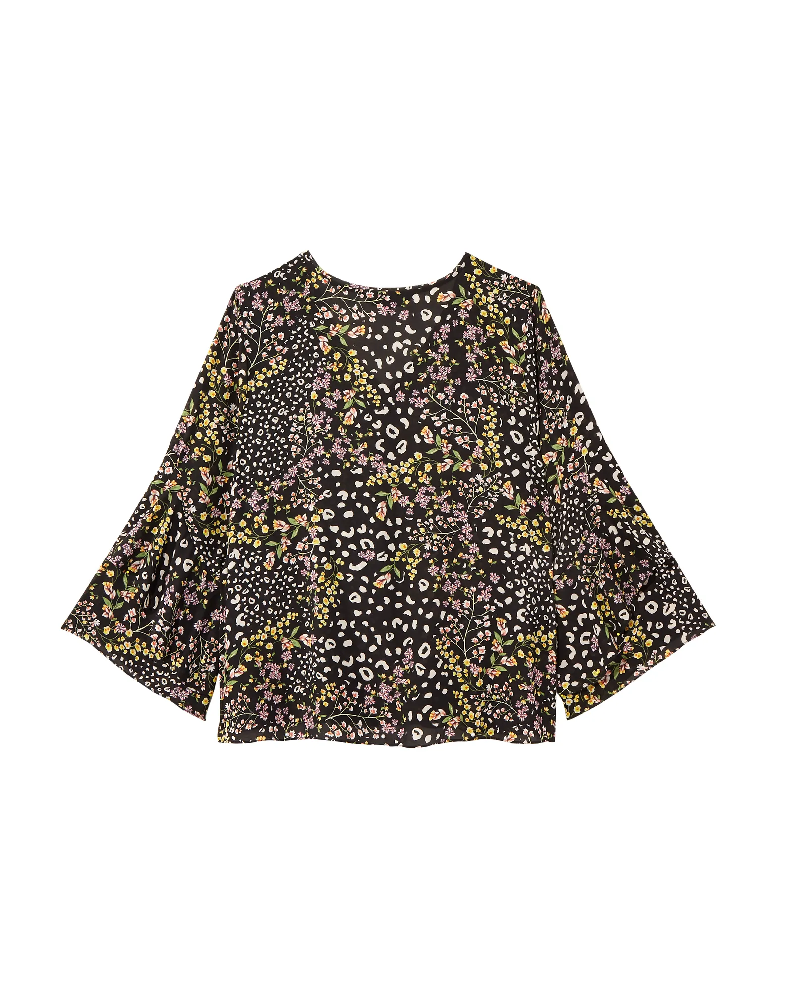 Ryleigh Frill Sleeve Blouse | Black / Yellow