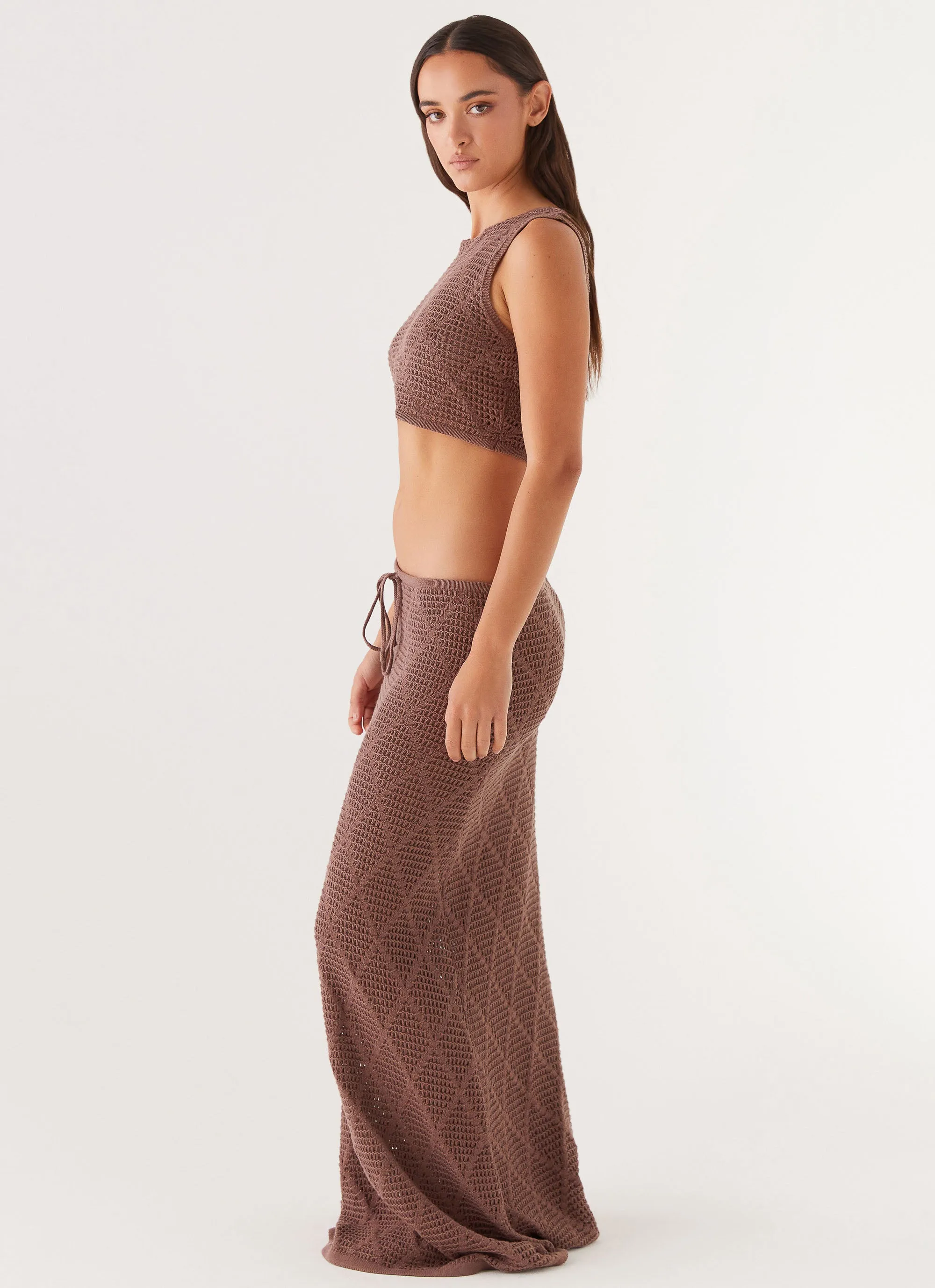 Santonio Crochet Maxi Skirt - Chocolate