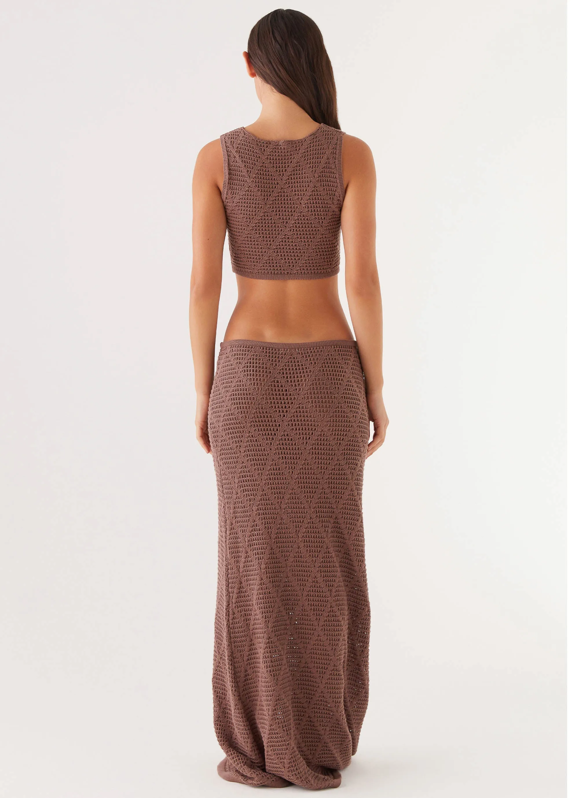 Santonio Crochet Maxi Skirt - Chocolate