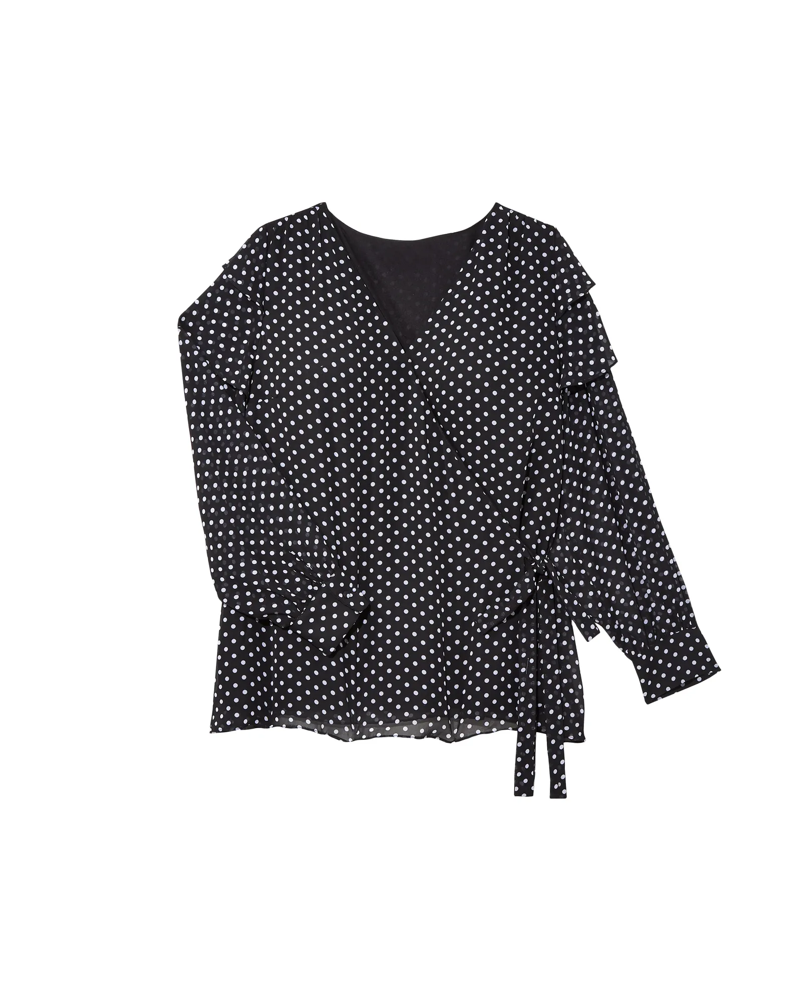 Sarah Faux-Wrap Blouse | Black / White