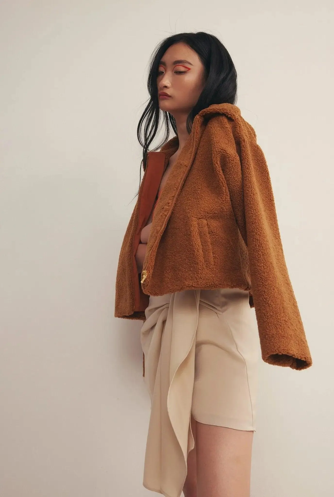 SHEARLING JACKET IN BROWN SHEARLING