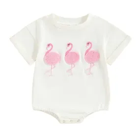 Short Sleeve Flamingo Baby Bodysuit