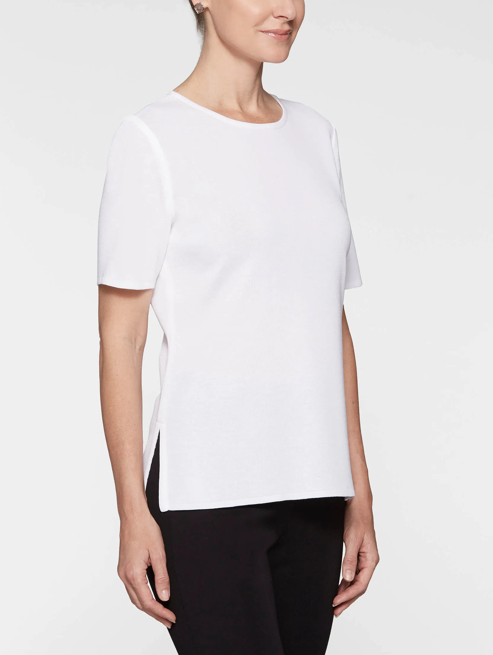 Short Sleeve Knit Tunic, White