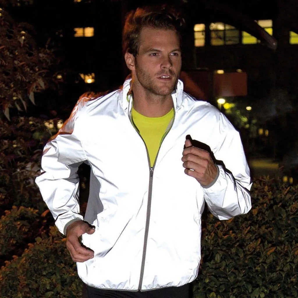 Spiro Luxe Reflectex Hi-Viz Mens Running Jacket - Silver