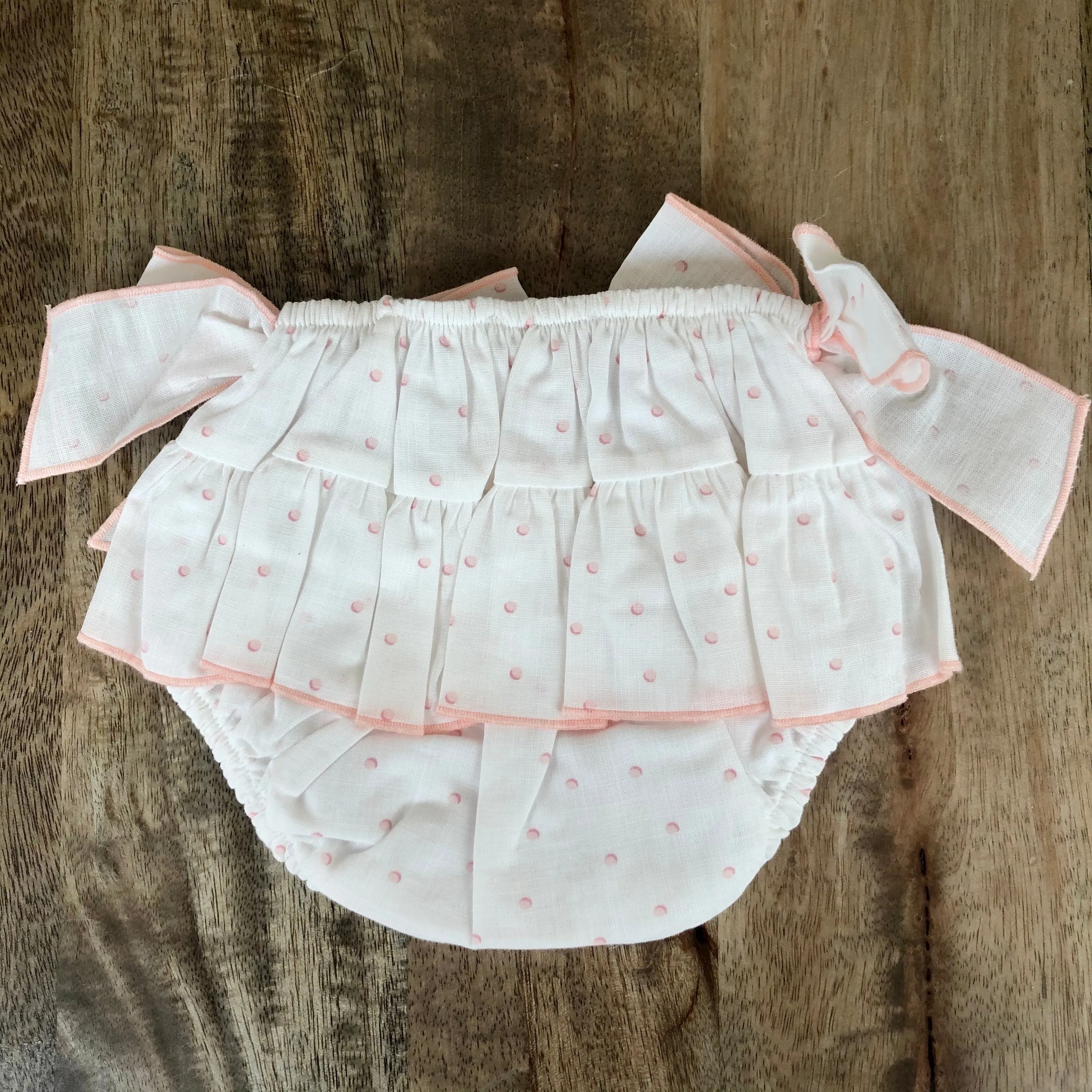 SS20 Baby Gi Baby Girls Ivory & Peach Bubbles Jam Pants Set