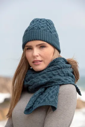 Super Soft Aran Hat & Scarf Set-Teal