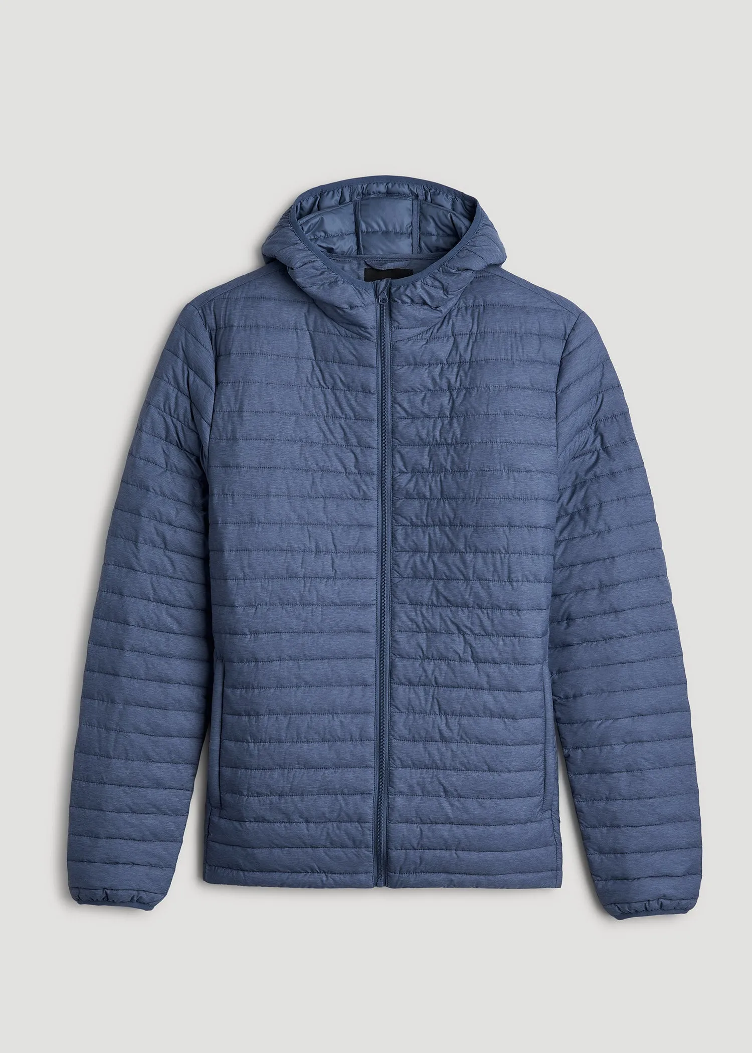 Tall Men's Packable Puffer Jacket in Steel Blue