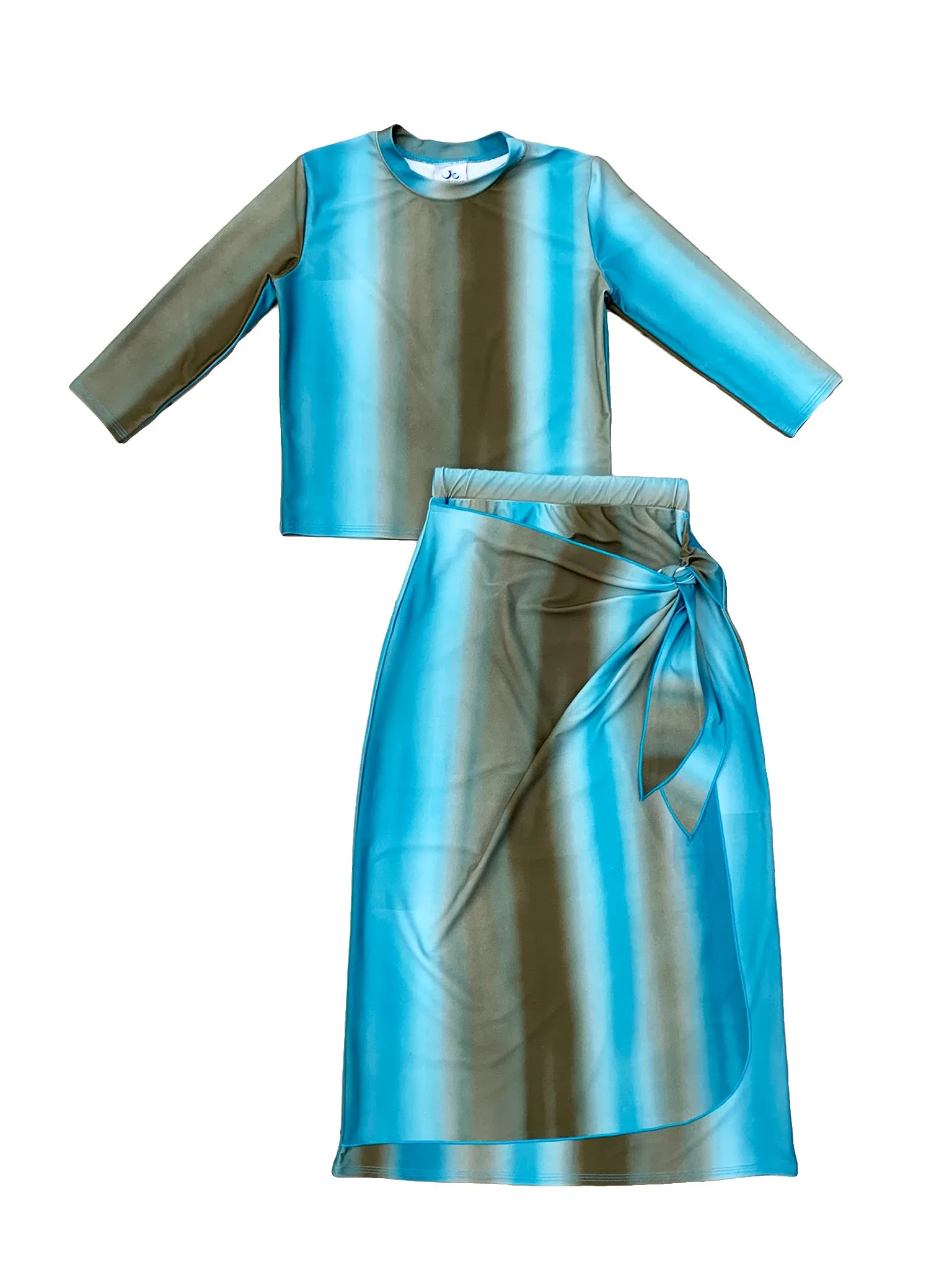 Teen Blue Green Ombre Sarong Swim Set