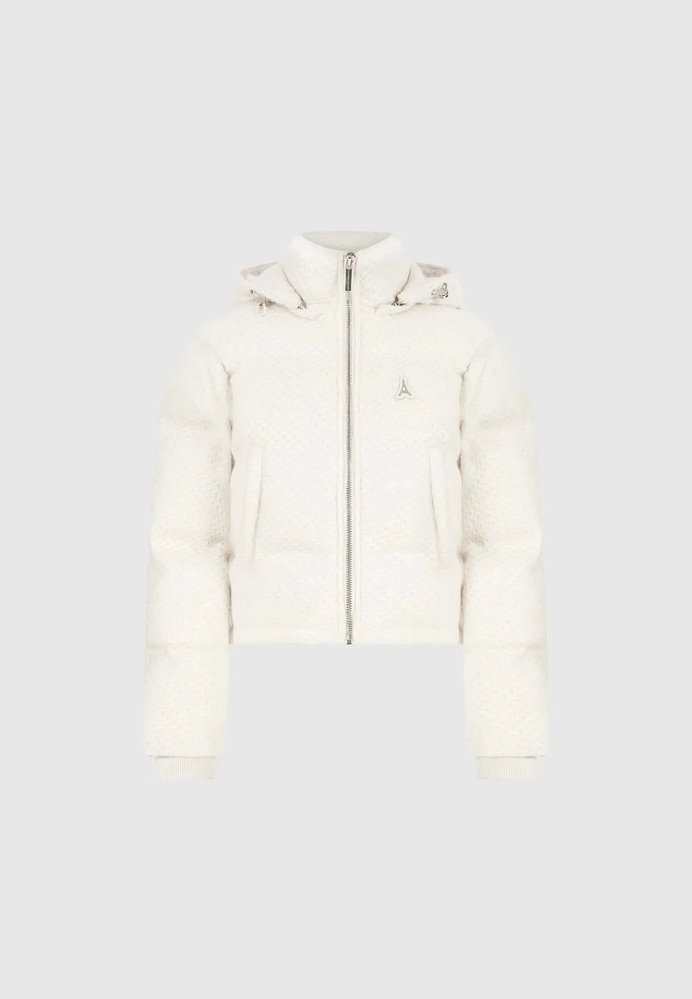 Textured Knit Puffer Jacket - Cream