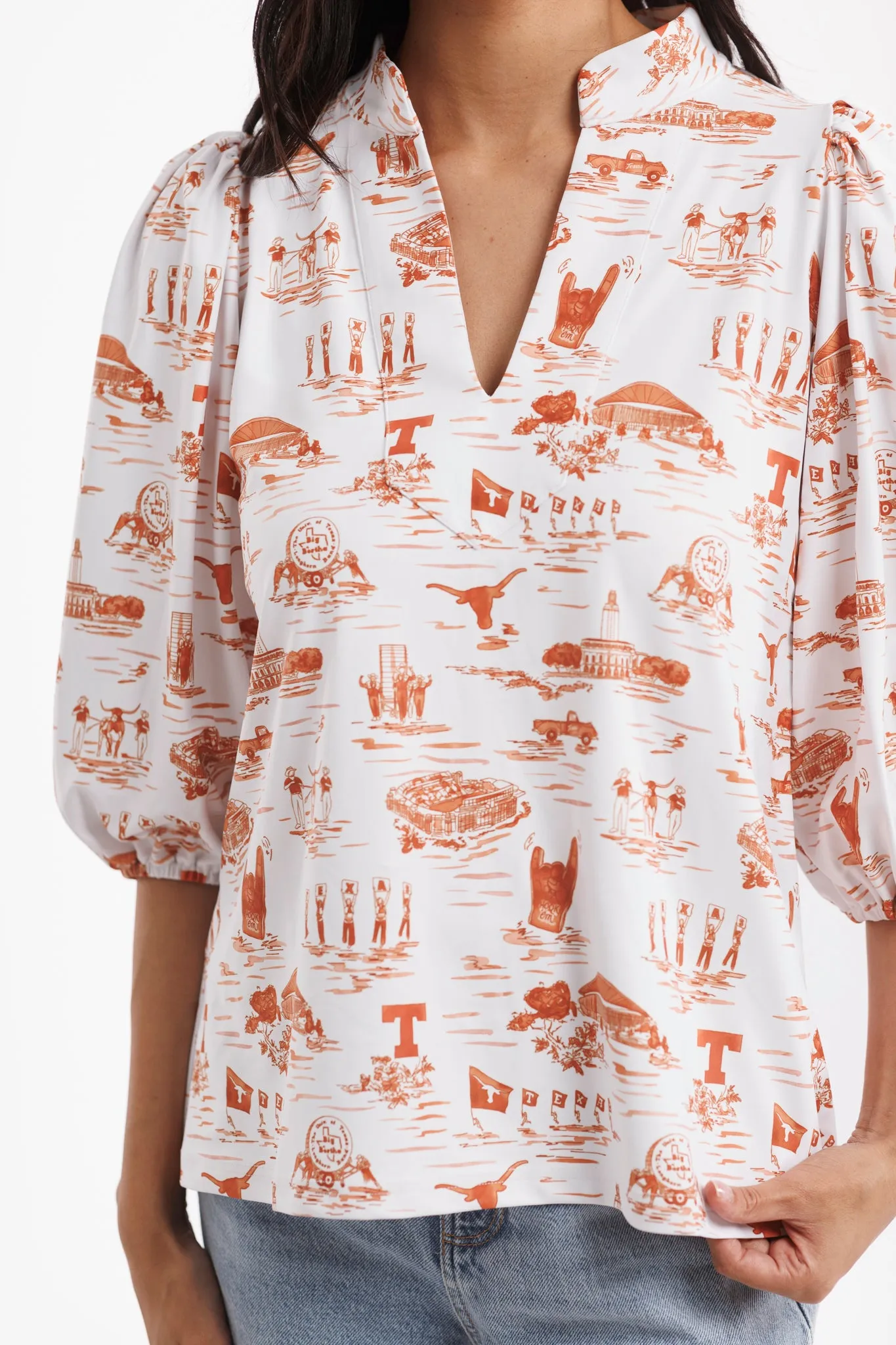 The Eliza Top - Texas Gameday Toile