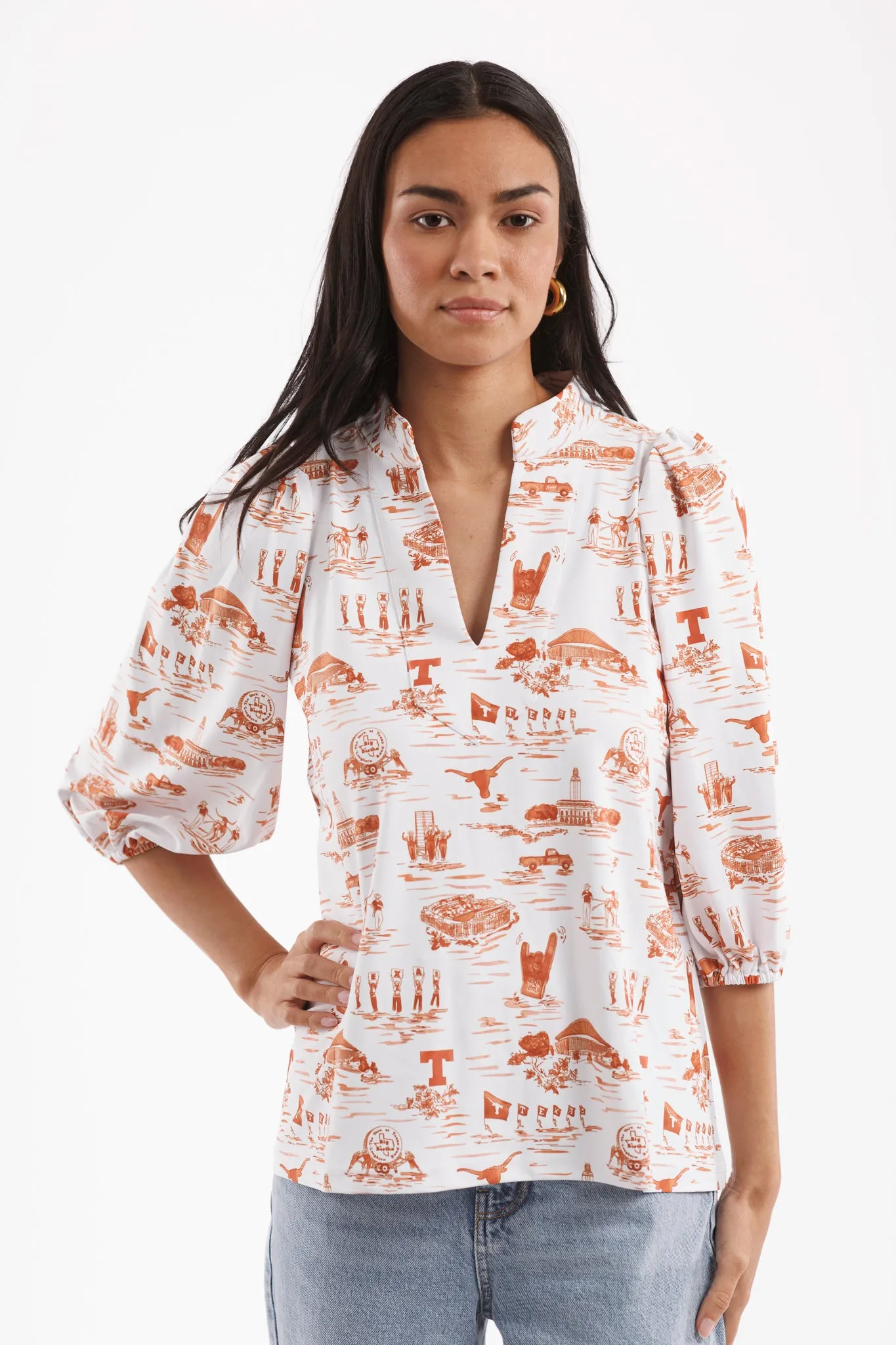 The Eliza Top - Texas Gameday Toile