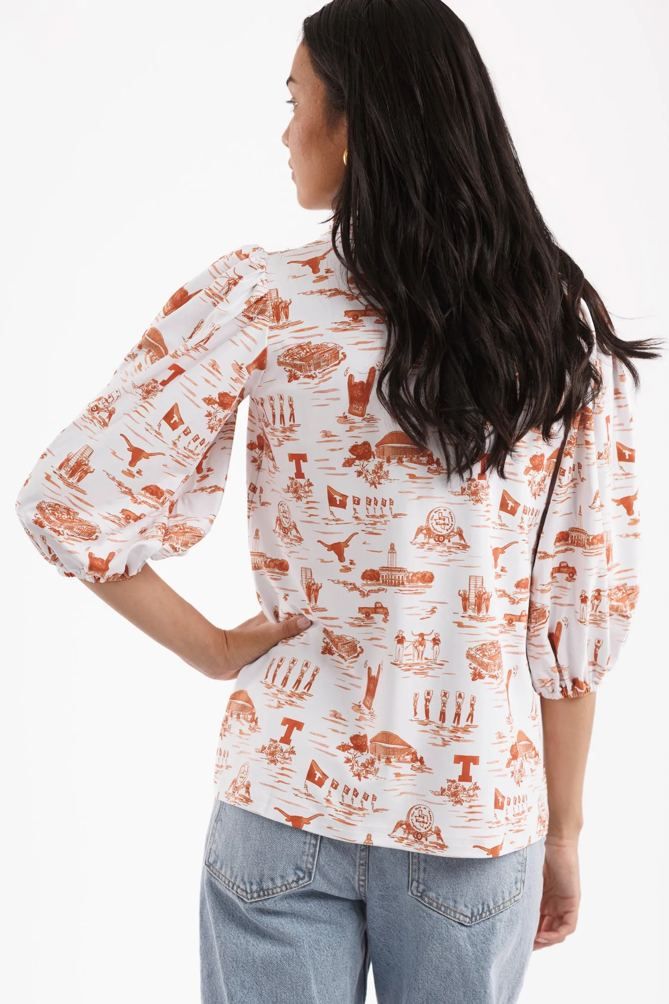 The Eliza Top - Texas Gameday Toile