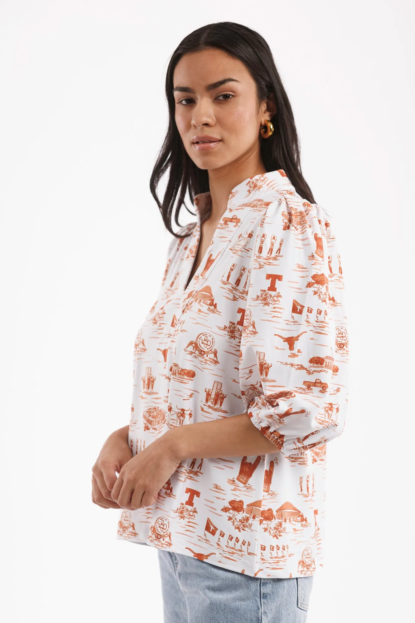 The Eliza Top - Texas Gameday Toile