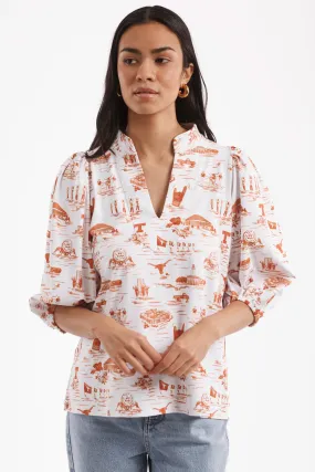 The Eliza Top - Texas Gameday Toile