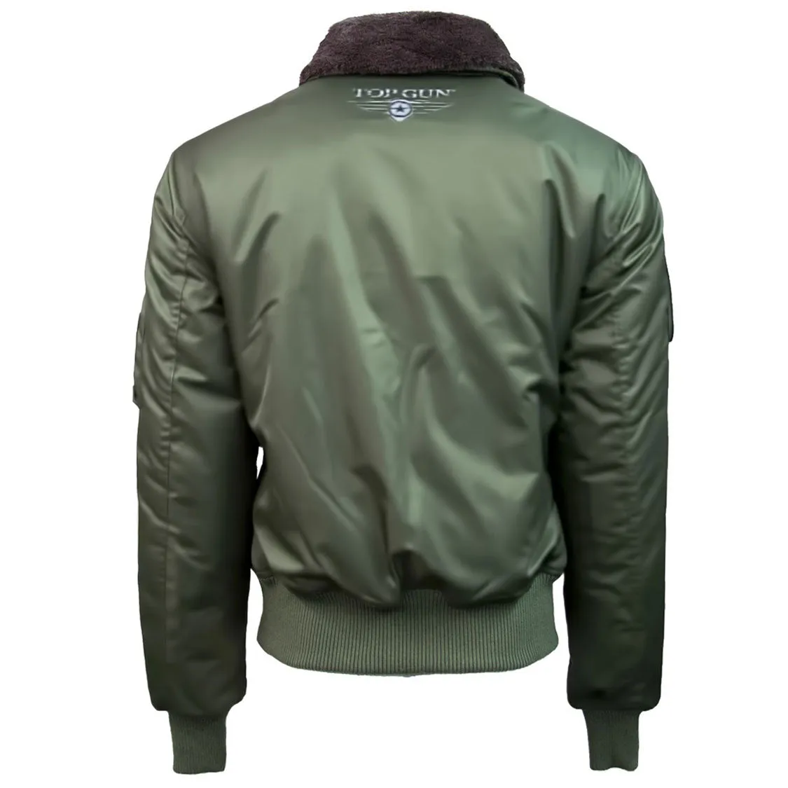 Top Gun B 15 Nylon Bomber Jacket with Removable Patches Olive