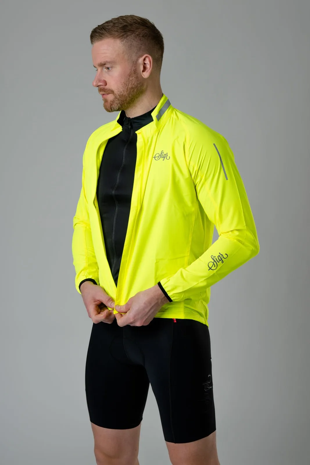 Treriksröset Yellow Men's Cycling WInd/Pack Jacket for Men