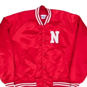 VINTAGE NCAA NEBRASKA SATIN CHALK LINE BOMBER JACKET 1990S XL