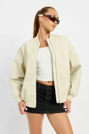 Vintage Vegan Leather Bomber Jacket