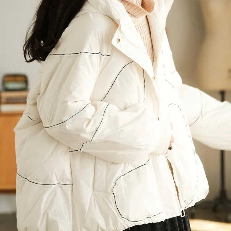 Winter Puffer Jacket, Warm Black Puffer Coat, Puffer Jacket with Hood