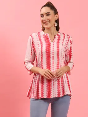 Women Coral Tie Dye Printed Tunic