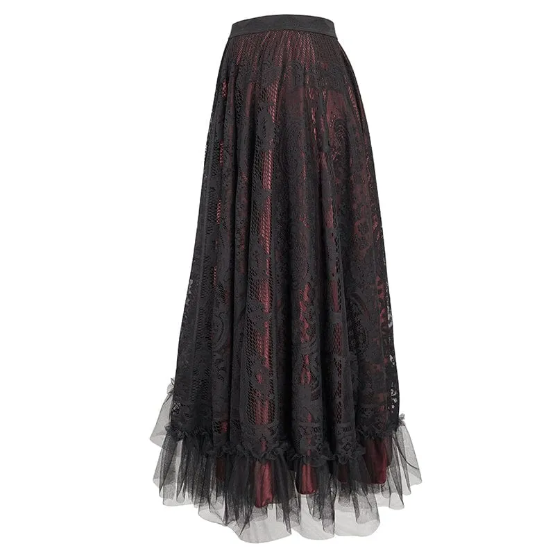 Women's Gothic Lace Layered Draped Skirt