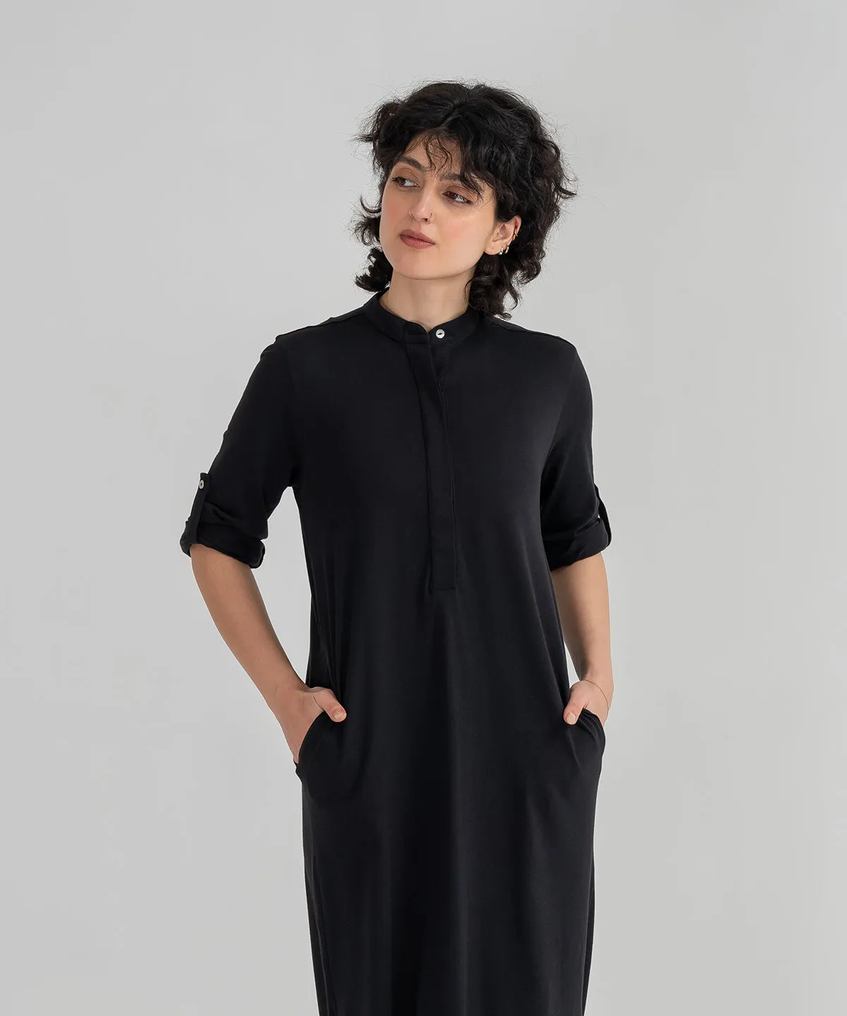 Women's Hidden Placket Shirt Dress