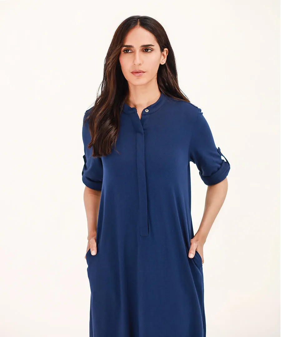 Women's Hidden Placket Shirt Dress