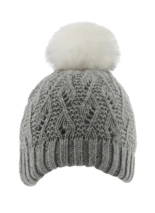 Women's Lace Knit Bobble Hat