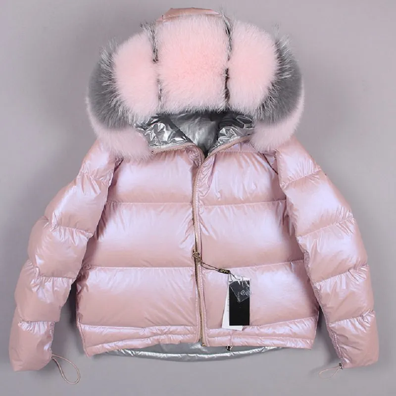 Women's Winter Casual Thick Warm Short Parka With Raccoon Fur