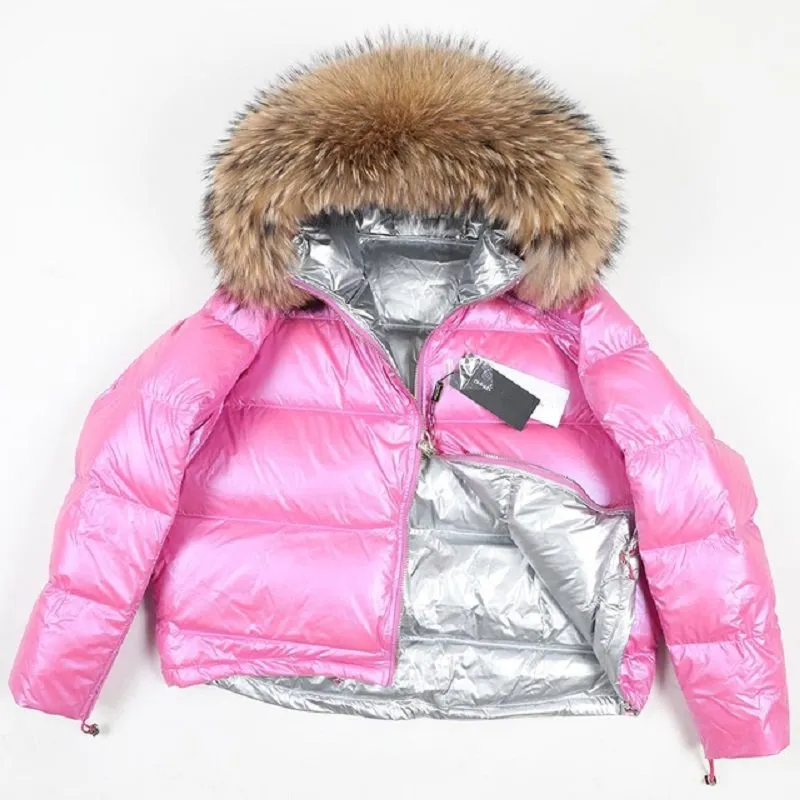 Women's Winter Casual Thick Warm Short Parka With Raccoon Fur